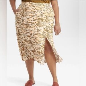 AVA & VIV zebra rust and white Stripes‎ midi SKIRT